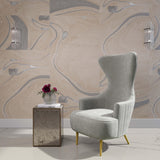 TOV Julia Grey Velvet Channel Tufted Wingback Chair