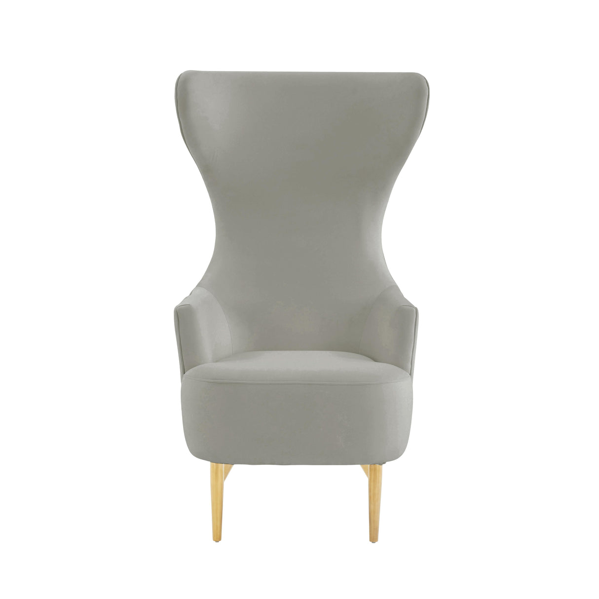 TOV Julia Grey Velvet Channel Tufted Wingback Chair