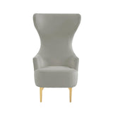 TOV Julia Grey Velvet Channel Tufted Wingback Chair
