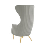 TOV Julia Grey Velvet Channel Tufted Wingback Chair