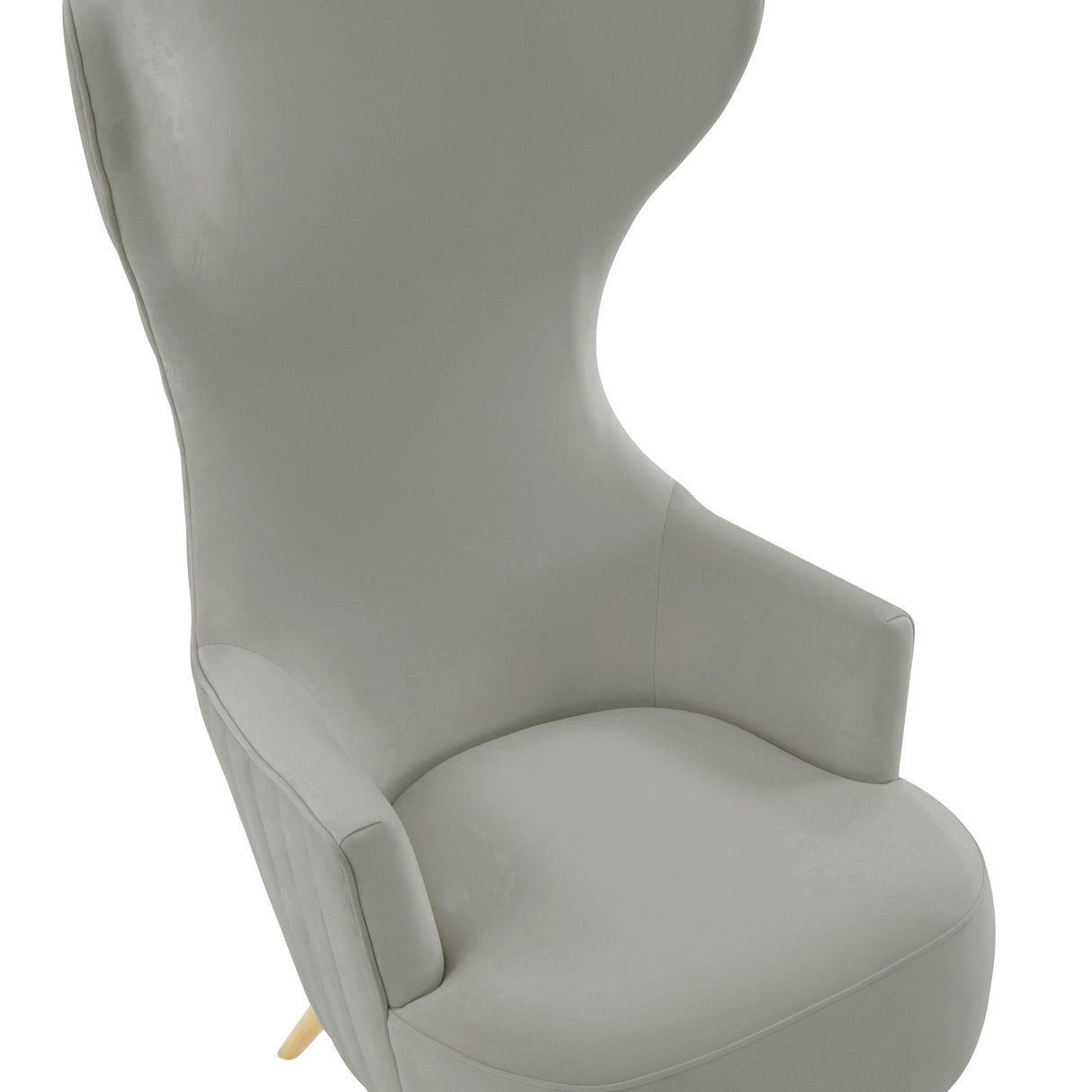 TOV Julia Grey Velvet Channel Tufted Wingback Chair