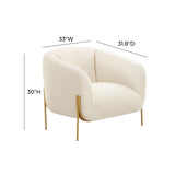 TOV Kandra Cream Velvet Accent Chair