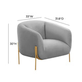 TOV Kandra Grey Velvet Accent Chair