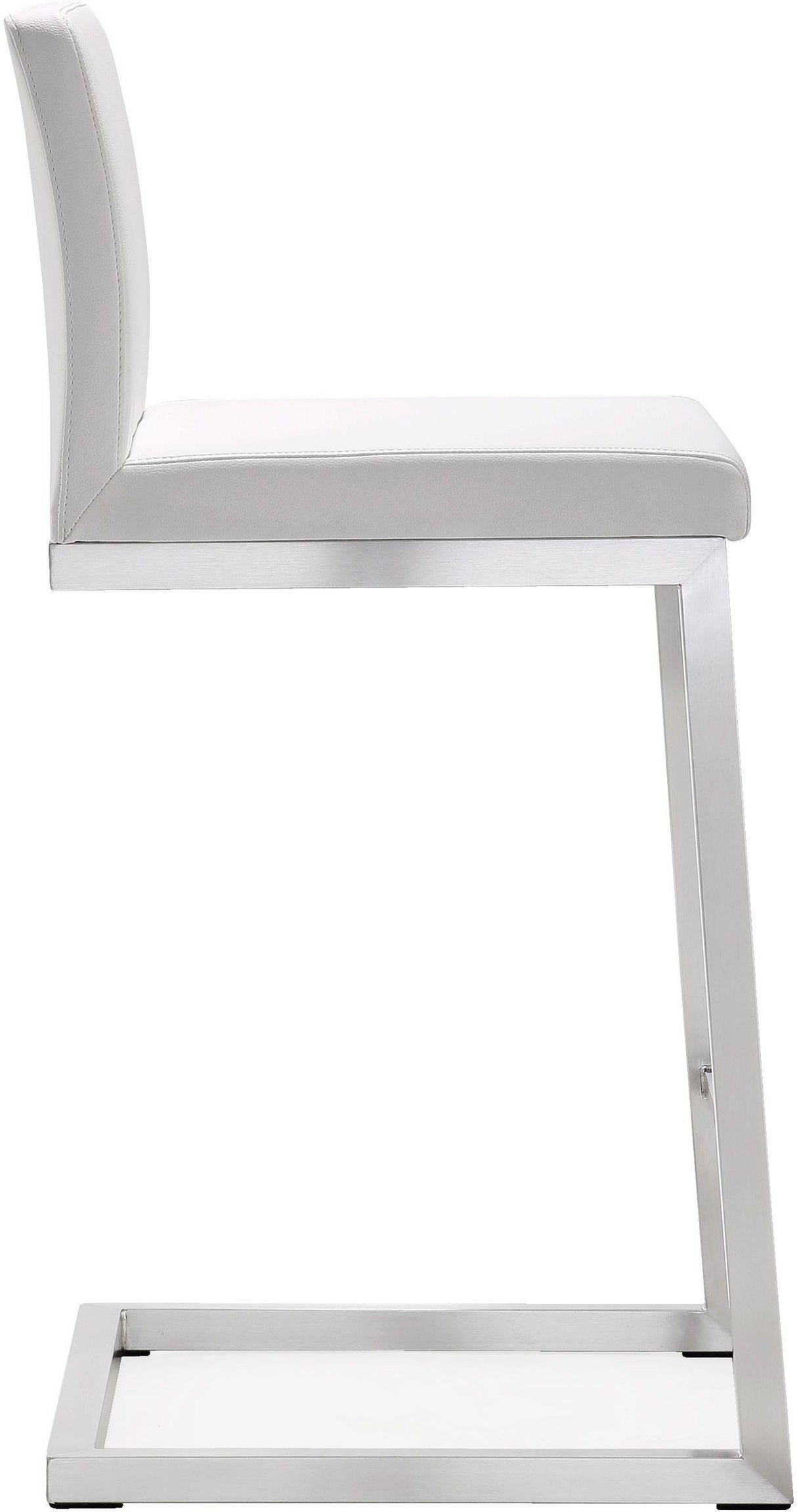 TOV Parma White Performance Vegan Leather and Stainless Steel Counter Stool - Set of 2