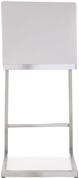 TOV Parma White Performance Vegan Leather and Stainless Steel Counter Stool - Set of 2