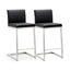 TOV Parma Black Performance Vegan Leather and Stainless Steel Counter Stool - Set of 2