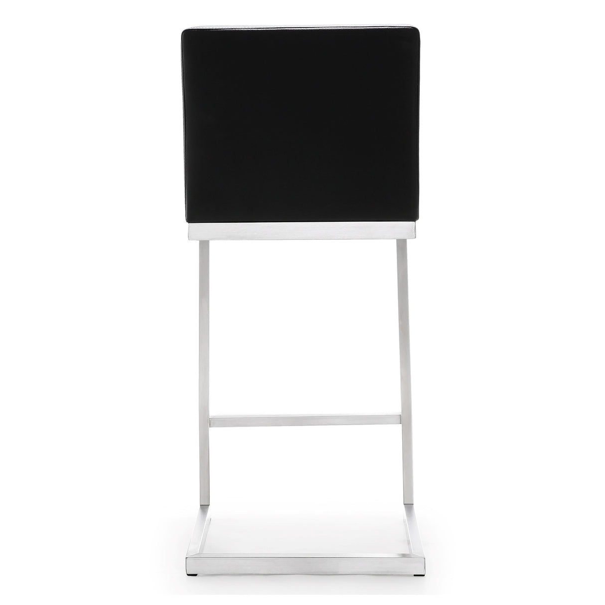 TOV Parma Black Performance Vegan Leather and Stainless Steel Counter Stool - Set of 2