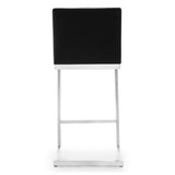 TOV Parma Black Performance Vegan Leather and Stainless Steel Counter Stool - Set of 2