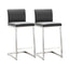 TOV Parma Grey Performance Vegan Leather and Stainless Steel Counter Stool - Set of 2