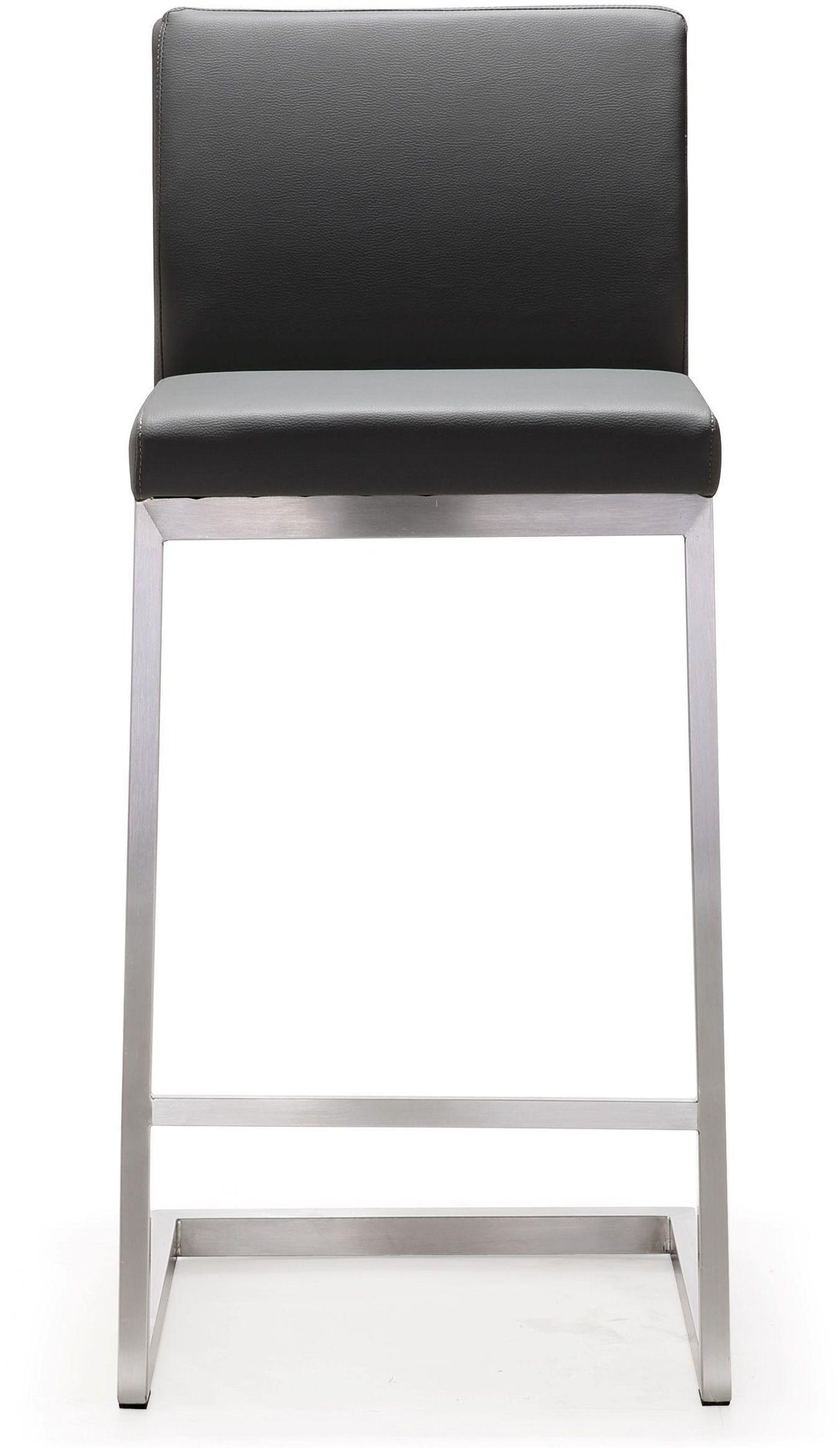 TOV Parma Grey Performance Vegan Leather and Stainless Steel Counter Stool - Set of 2