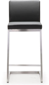 TOV Parma Grey Performance Vegan Leather and Stainless Steel Counter Stool - Set of 2