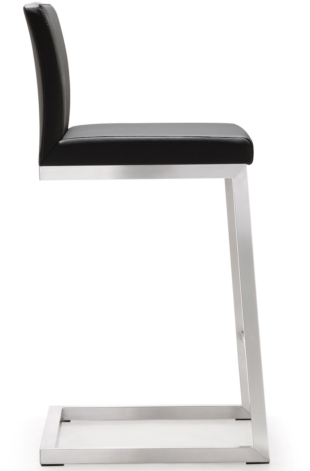 TOV Parma Grey Performance Vegan Leather and Stainless Steel Counter Stool - Set of 2