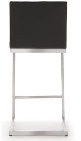 TOV Parma Grey Performance Vegan Leather and Stainless Steel Counter Stool - Set of 2