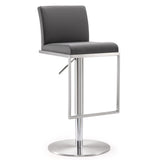 TOV Amalfi Grey Performance Vegan Leather Adjustable Stool