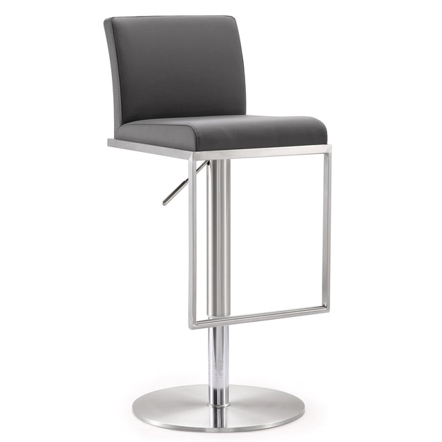 TOV Amalfi Grey Performance Vegan Leather Adjustable Stool