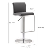 TOV Amalfi Grey Performance Vegan Leather Adjustable Stool