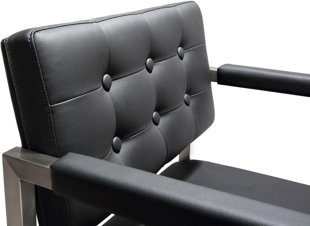 TOV Director Black Performance Vegan Leather and Stainless Steel Counter Stool