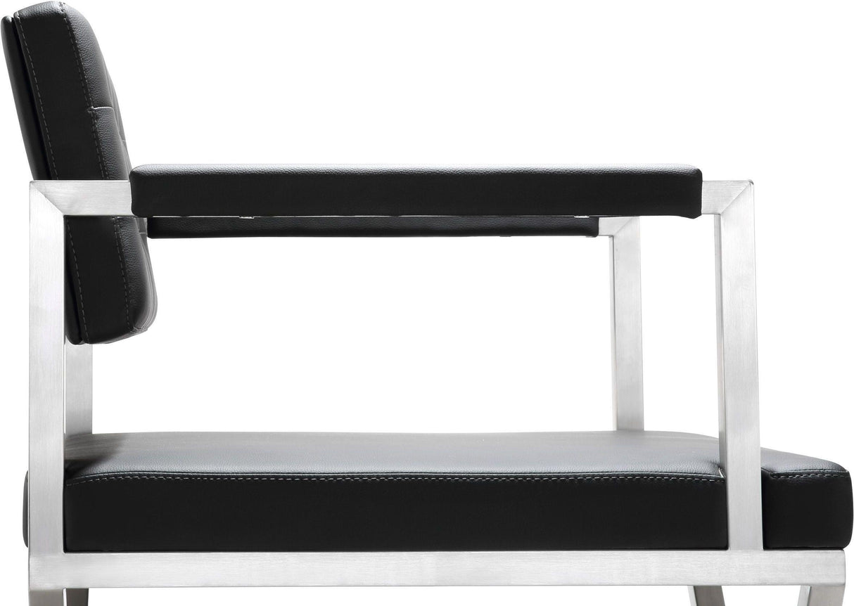 TOV Director Black Performance Vegan Leather and Stainless Steel Counter Stool