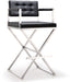 TOV Director Black Performance Vegan Leather and Stainless Steel Barstool
