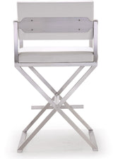 TOV Director White Performance Vegan Leather and Stainless Steel Counter Stool