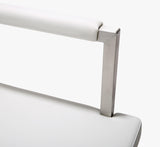 TOV Director White Performance Vegan Leather and Stainless Steel Counter Stool
