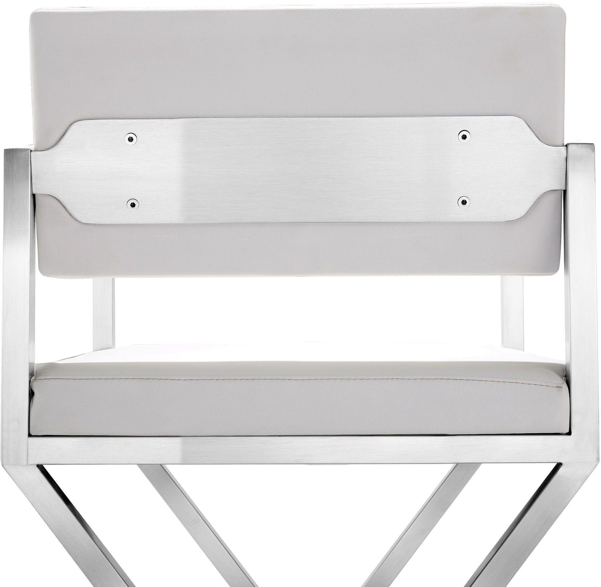 TOV Director White Performance Vegan Leather and Stainless Steel Barstool