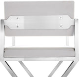 TOV Director White Performance Vegan Leather and Stainless Steel Barstool