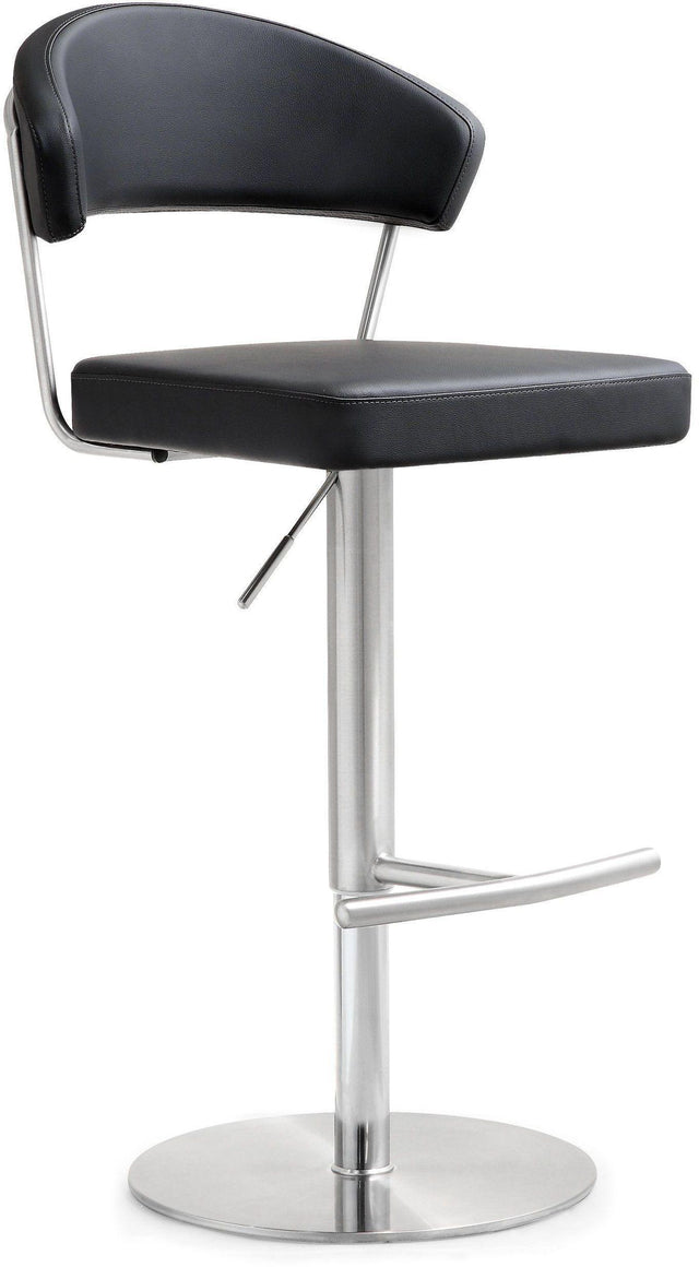 TOV Cosmo Black Performance Vegan Leather and Stainless Steel Barstool