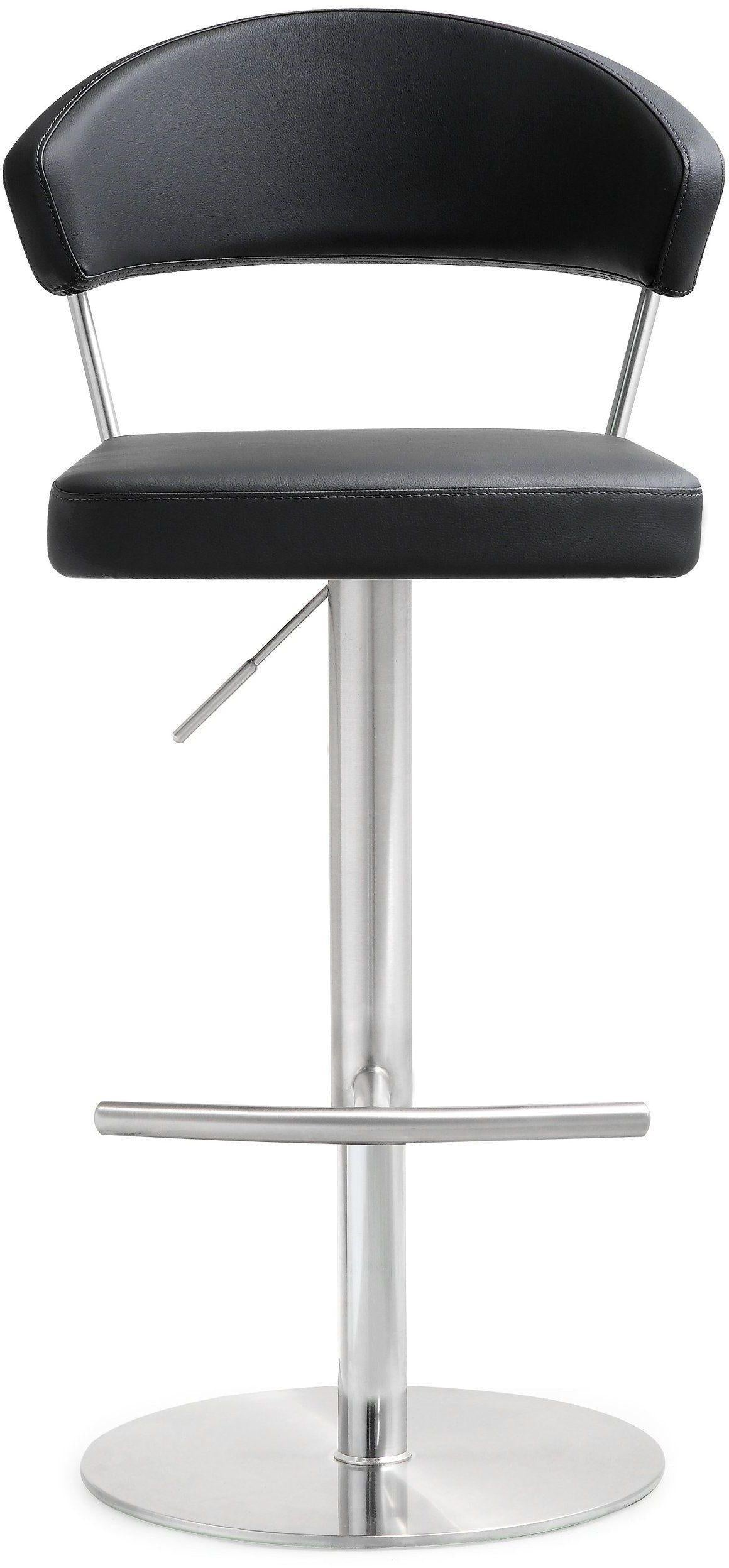 TOV Cosmo Black Performance Vegan Leather and Stainless Steel Barstool