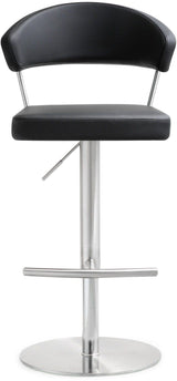 TOV Cosmo Black Performance Vegan Leather and Stainless Steel Barstool
