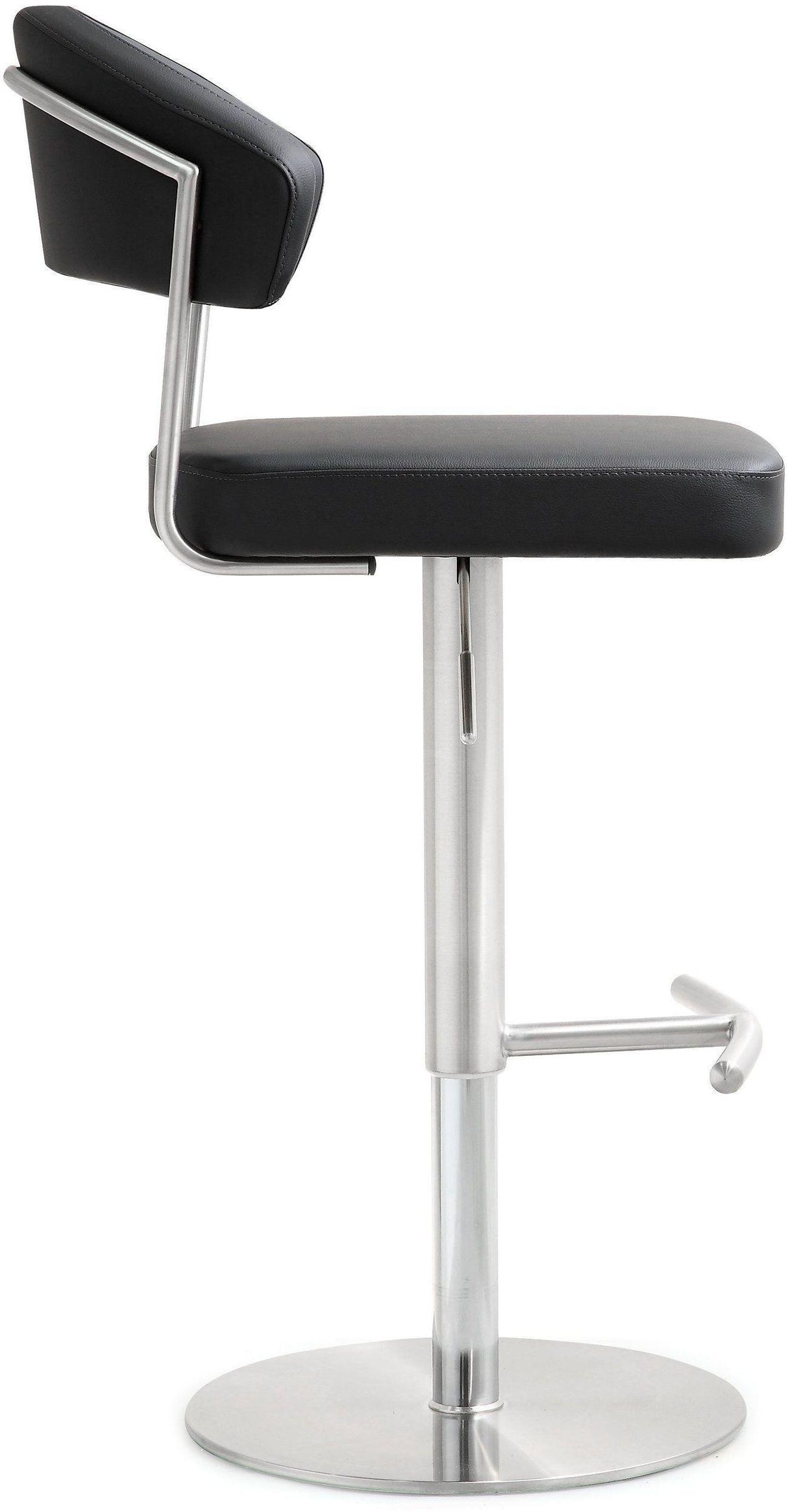 TOV Cosmo Black Performance Vegan Leather and Stainless Steel Barstool