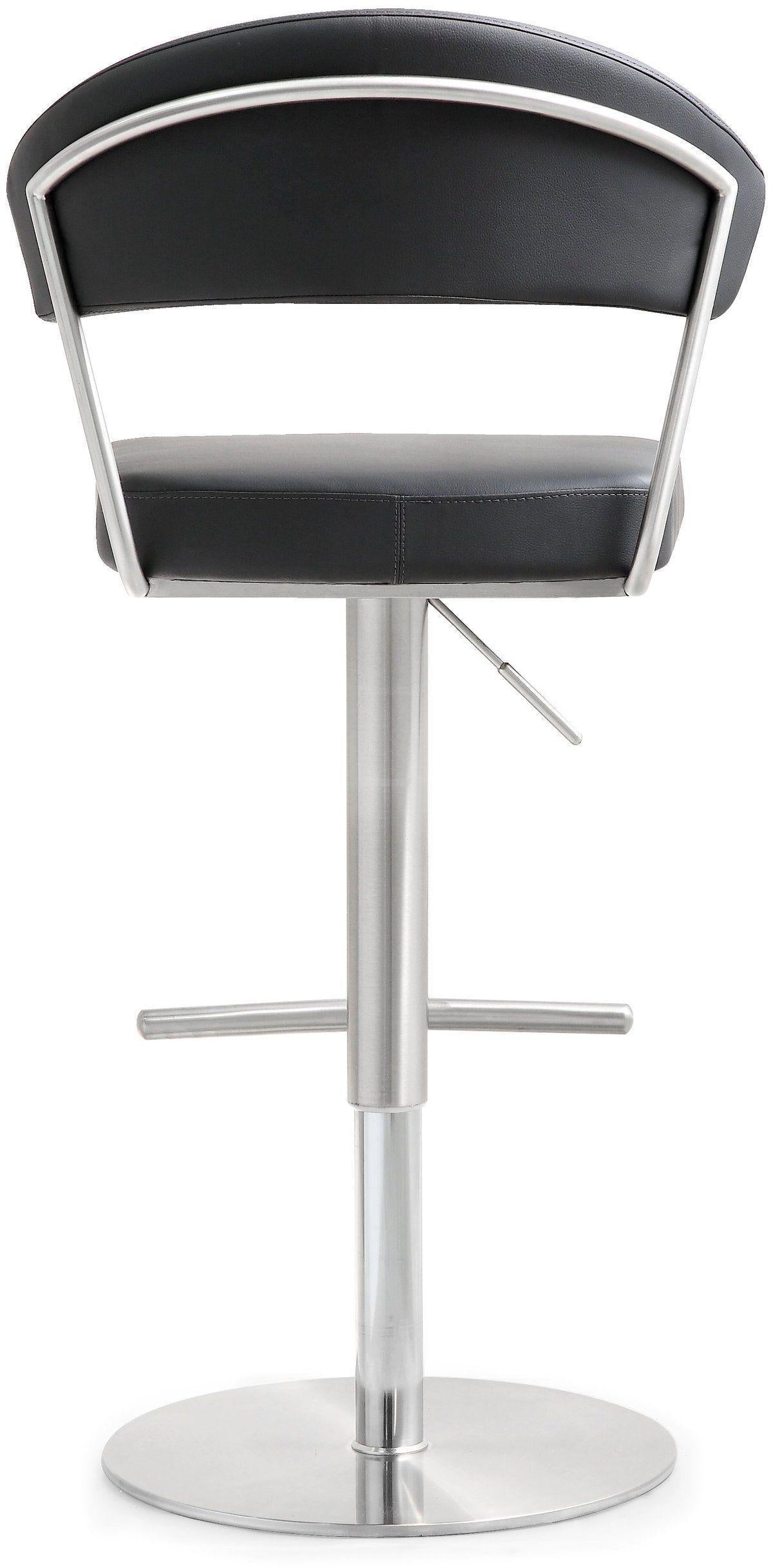 TOV Cosmo Black Performance Vegan Leather and Stainless Steel Barstool