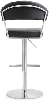 TOV Cosmo Black Performance Vegan Leather and Stainless Steel Barstool