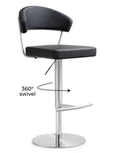 TOV Cosmo Black Performance Vegan Leather and Stainless Steel Barstool