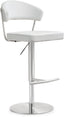 TOV Cosmo White Performance Vegan Leather and Stainless Steel Barstool