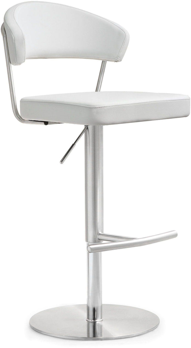 TOV Cosmo White Performance Vegan Leather and Stainless Steel Barstool