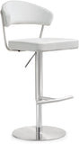 TOV Cosmo White Performance Vegan Leather and Stainless Steel Barstool