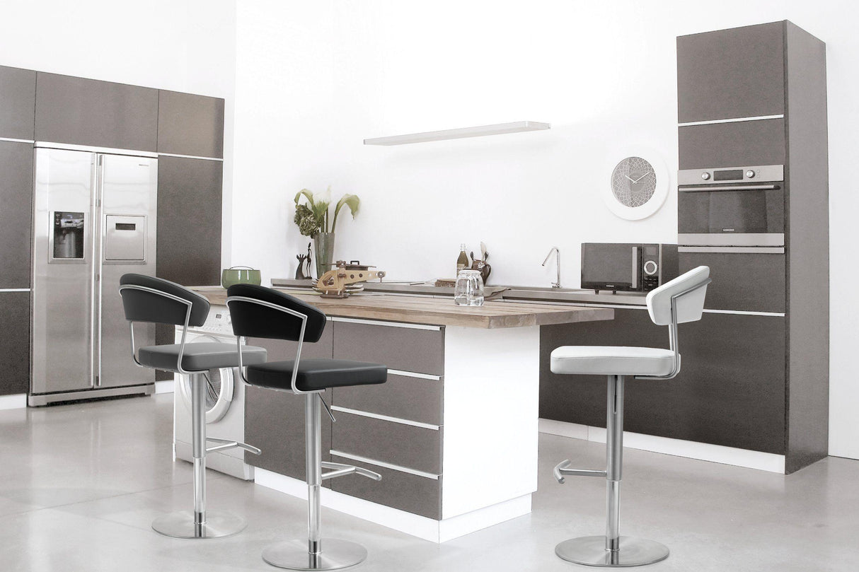 TOV Cosmo White Performance Vegan Leather and Stainless Steel Barstool