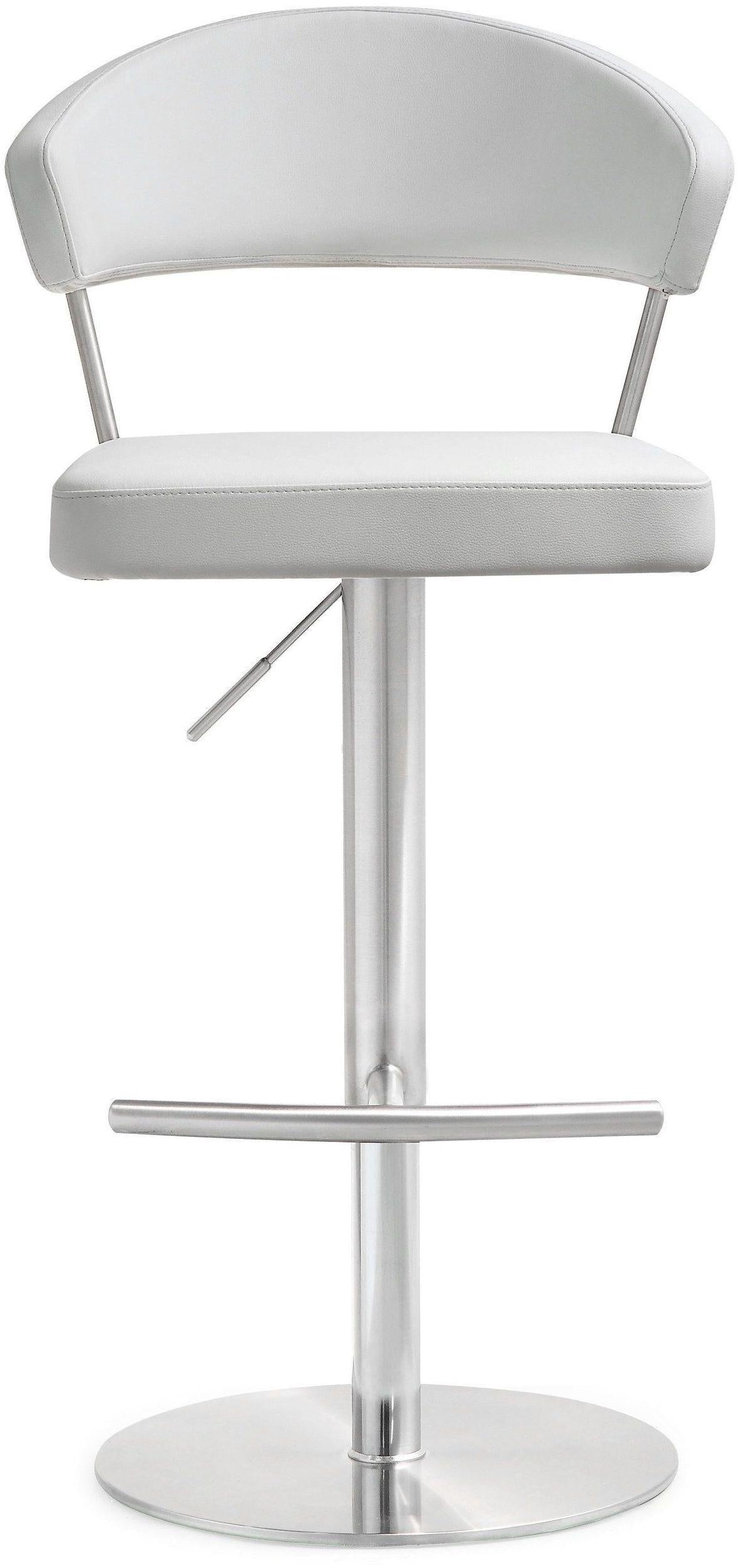 TOV Cosmo White Performance Vegan Leather and Stainless Steel Barstool