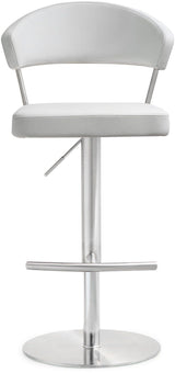 TOV Cosmo White Performance Vegan Leather and Stainless Steel Barstool