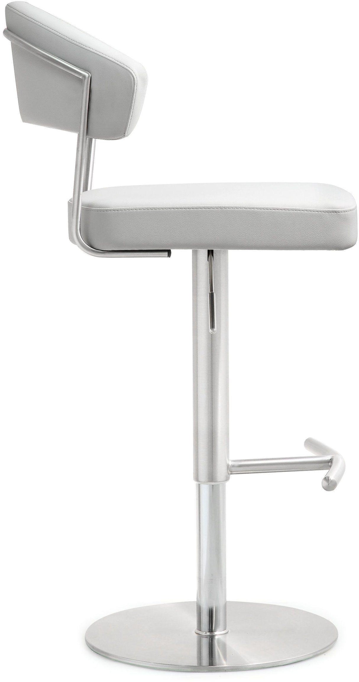 TOV Cosmo White Performance Vegan Leather and Stainless Steel Barstool