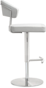 TOV Cosmo White Performance Vegan Leather and Stainless Steel Barstool