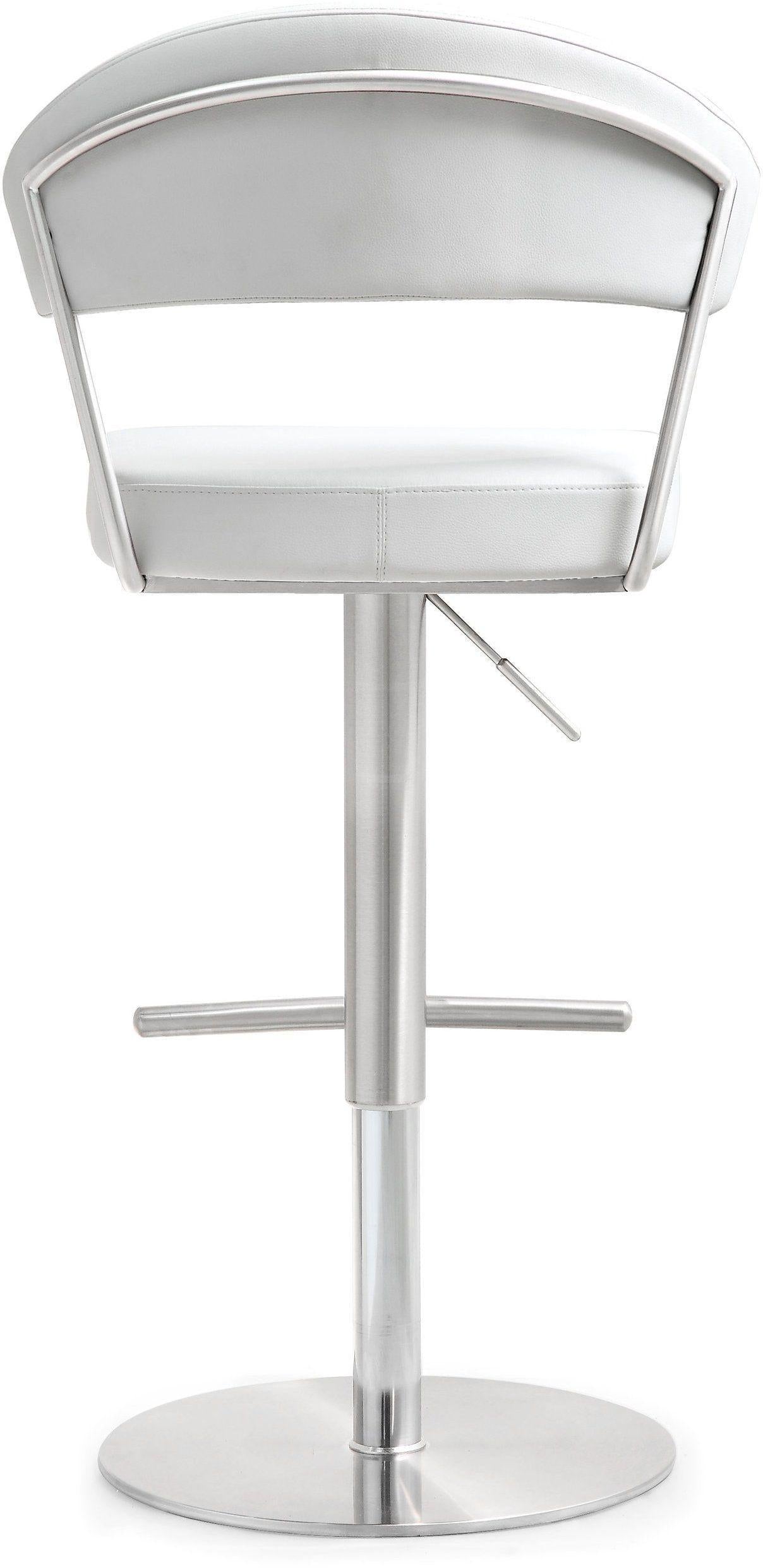 TOV Cosmo White Performance Vegan Leather and Stainless Steel Barstool