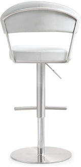 TOV Cosmo White Performance Vegan Leather and Stainless Steel Barstool