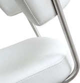 TOV Cosmo White Performance Vegan Leather and Stainless Steel Barstool