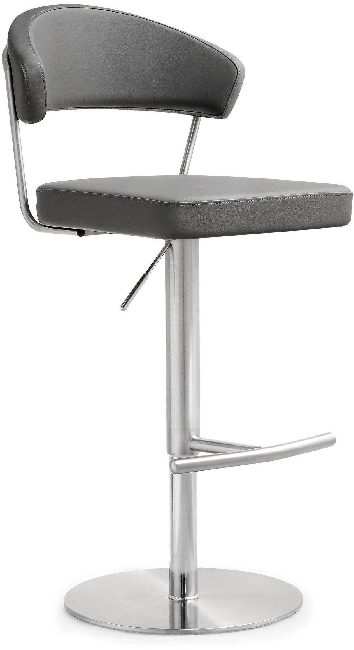 TOV Cosmo Grey Performance Vegan Leather and Stainless Steel Barstool