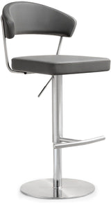 TOV Cosmo Grey Performance Vegan Leather and Stainless Steel Barstool