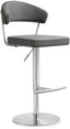 TOV Cosmo Grey Performance Vegan Leather and Stainless Steel Barstool