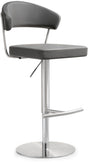 TOV Cosmo Grey Performance Vegan Leather and Stainless Steel Barstool