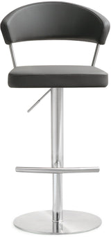 TOV Cosmo Grey Performance Vegan Leather and Stainless Steel Barstool